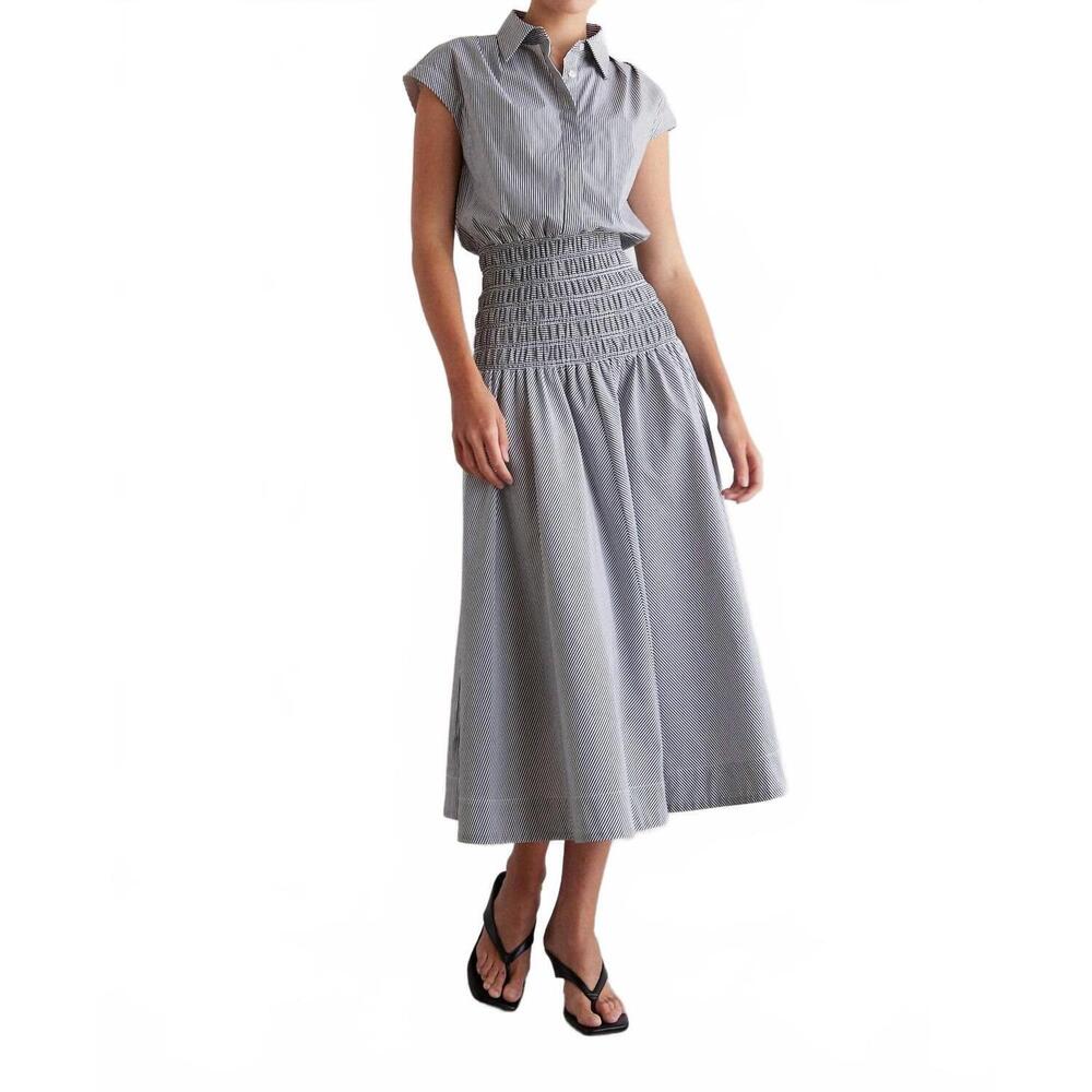 NEW JS71 kya midi dress in black and white stripe
